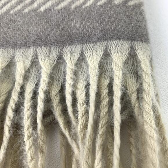 100% Cashmere Pashmina scarf *New* tan cream taupe pinstripe, beautiful soft - Picture 11 of 12